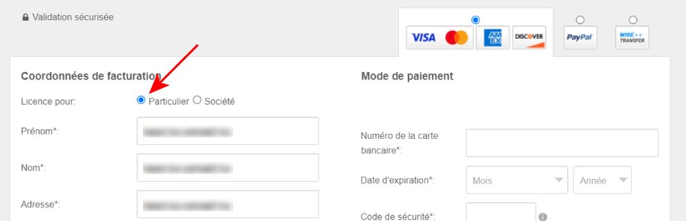 Private customer payment