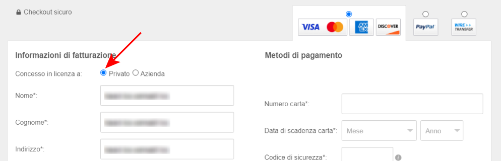 Private customer payment
