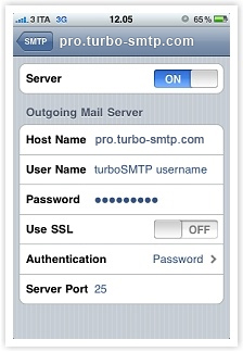 when adding email to iphone what is server