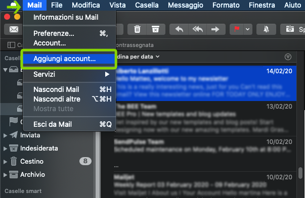 Come configurare il client di posta Mac OS Mail