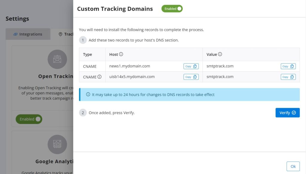 Cómo registrar sus Dominios de Seguimiento Personalizados en TurboSMTP.