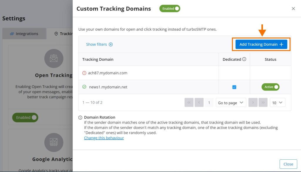 How to register your Custom Tracking Domains on TurboSMTP