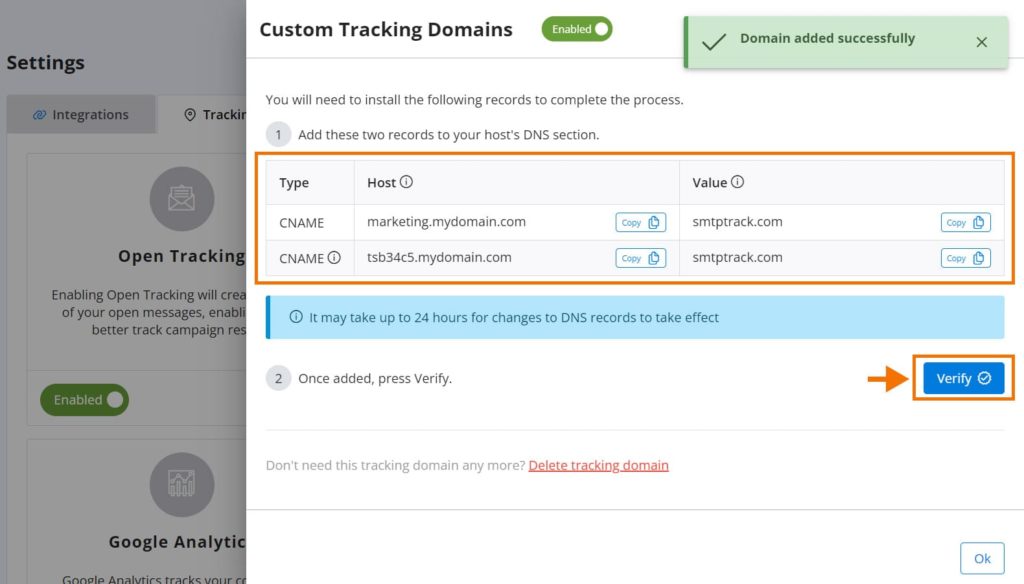 How to register your Custom Tracking Domains on TurboSMTP